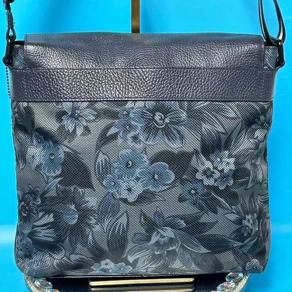 Coach Charles Blue Floral Hawaiian Messenger Bag Approx. 13 x11x3 F59301 - Picture 3 of 17